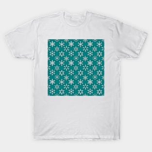 Assorted Snowflakes on Dark Teal Repeat 5748 T-Shirt